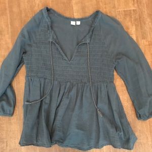 Nordstrom green/blue peasant top